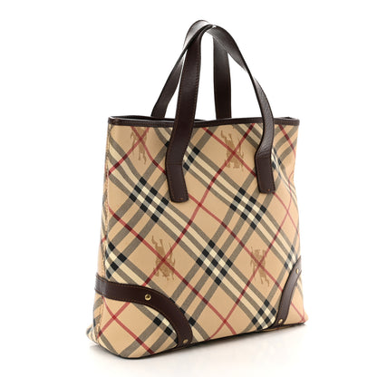 Burberry Haymarket Check Studded Tote Chocolate 3 of 12