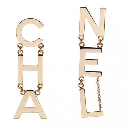 Chanel Metal Cha-Nel Logo Drop Earrings 1 of 5