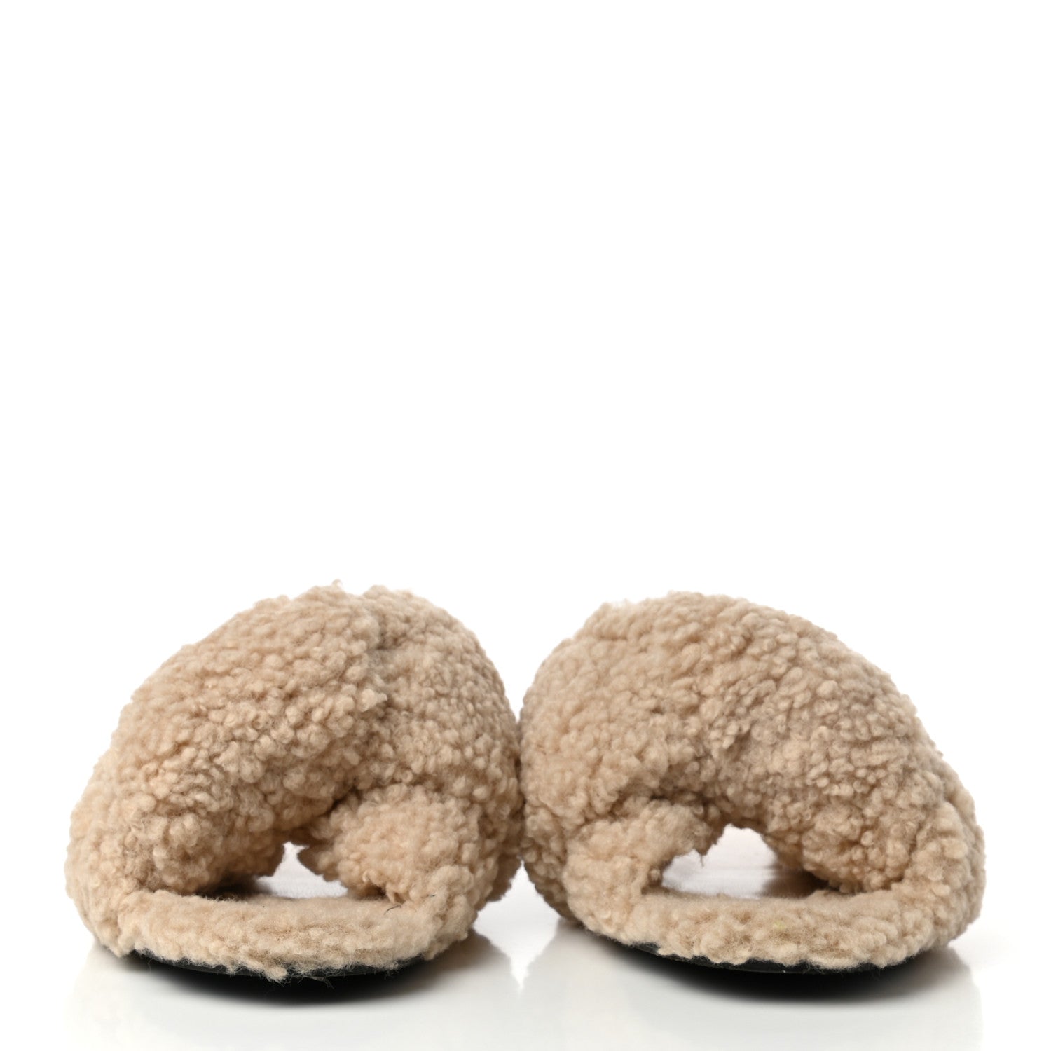 Balenciaga Faux Shearling Drapy Slide Sandals 37 Beige 2 of 6