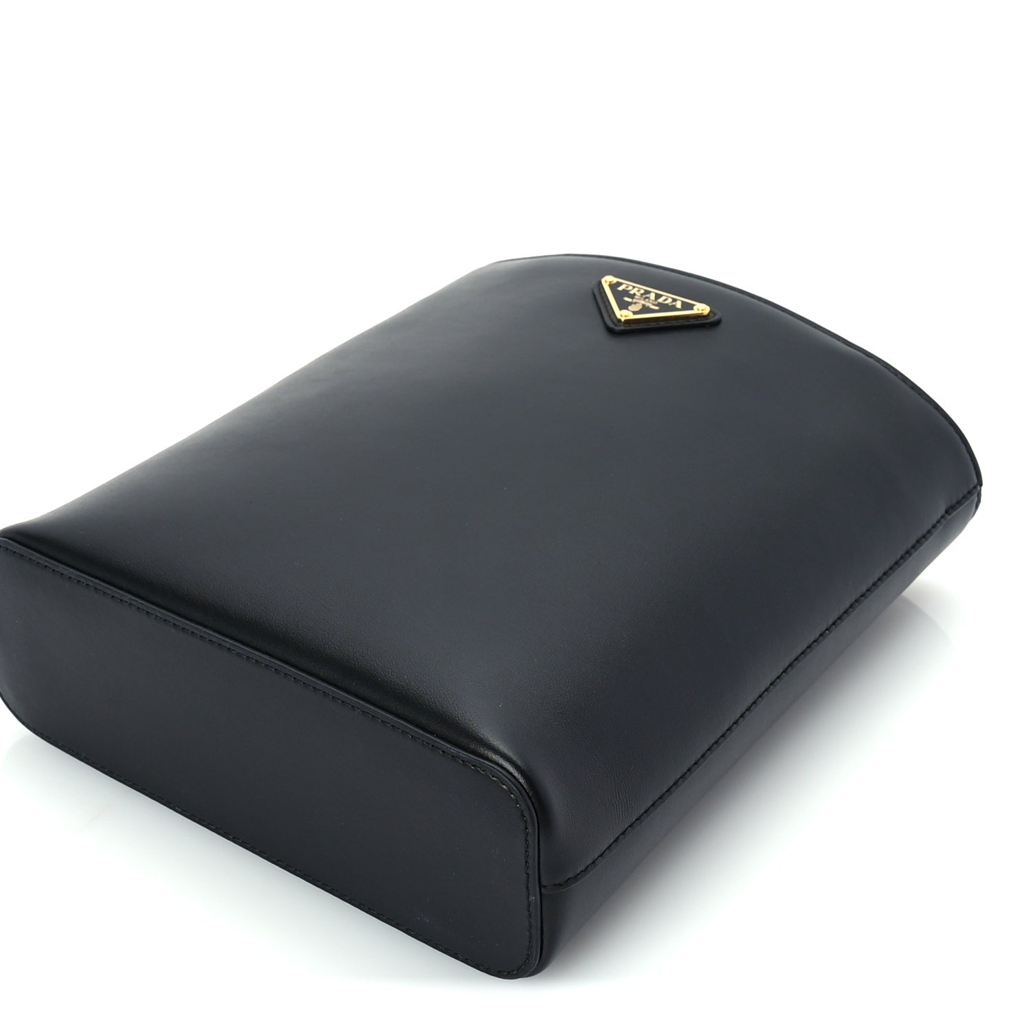 Prada Calfskin Metal Triangle Logo Tote  Black 8 of 8