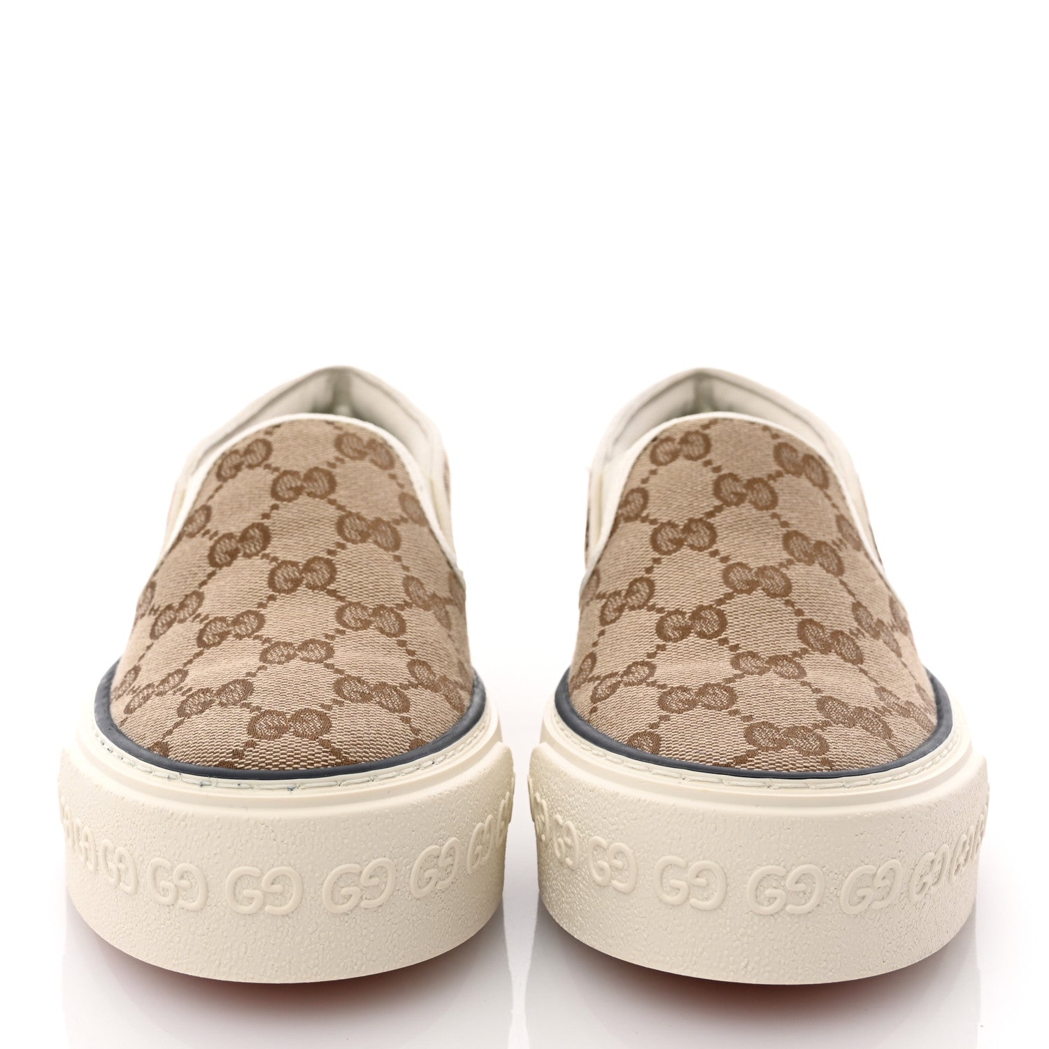 Gucci GG Monogram Womens 1977 Tennis Slip On 30mm Sneakers 36.5 Beige Ebony Mystic White 2 of 11