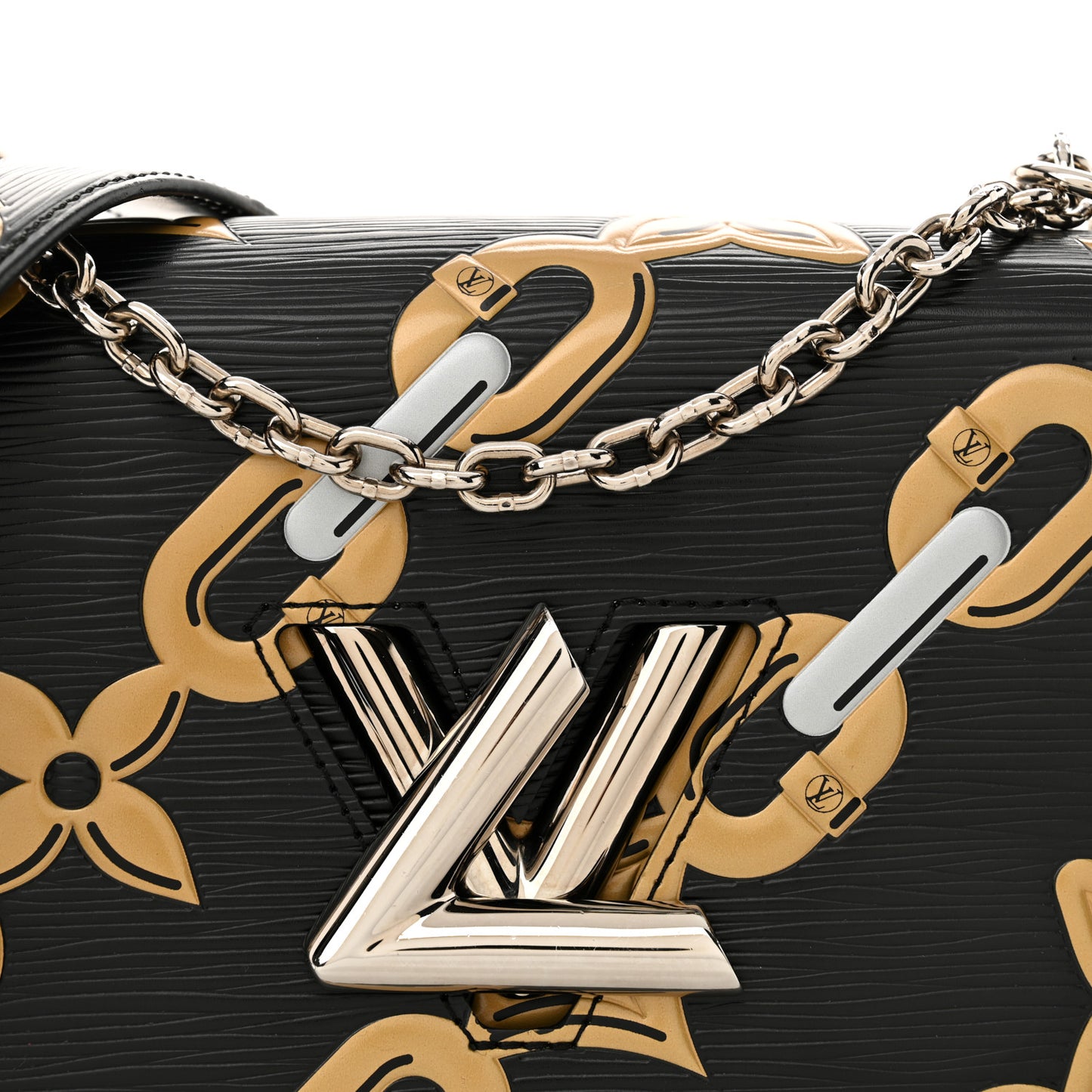 Epi Chain Flower Twist Shoulder Bag MM Black