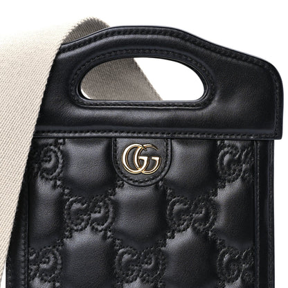 Gucci Calfskin GG Matelasse Mini Top Slip Handle Crossbody Bag  Black Natural 6 of 8