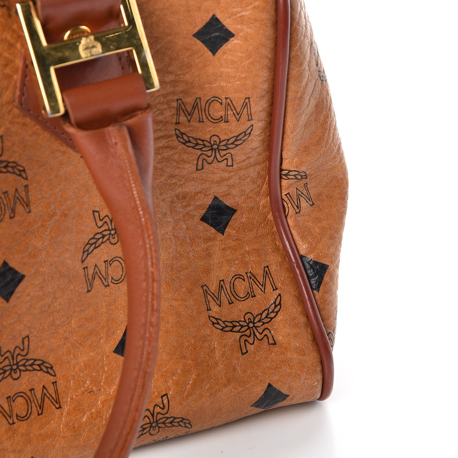 MCM Visetos Boston Bag Cognac 18 of 23