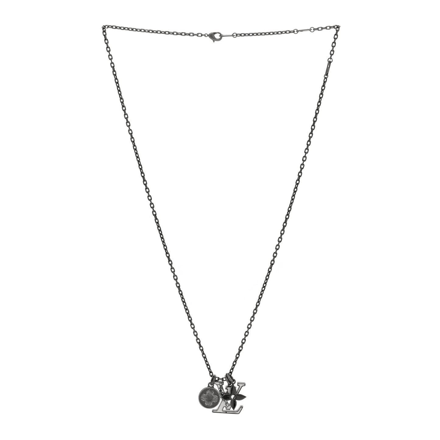 Metal Initiales Pendant Necklace Silver