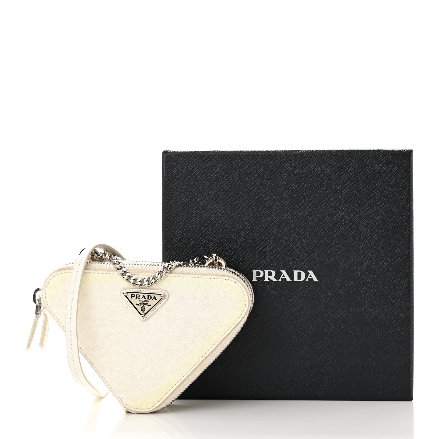 Prada Saffiano Mini Triangle Crossbody Pouch White 13 of 13
