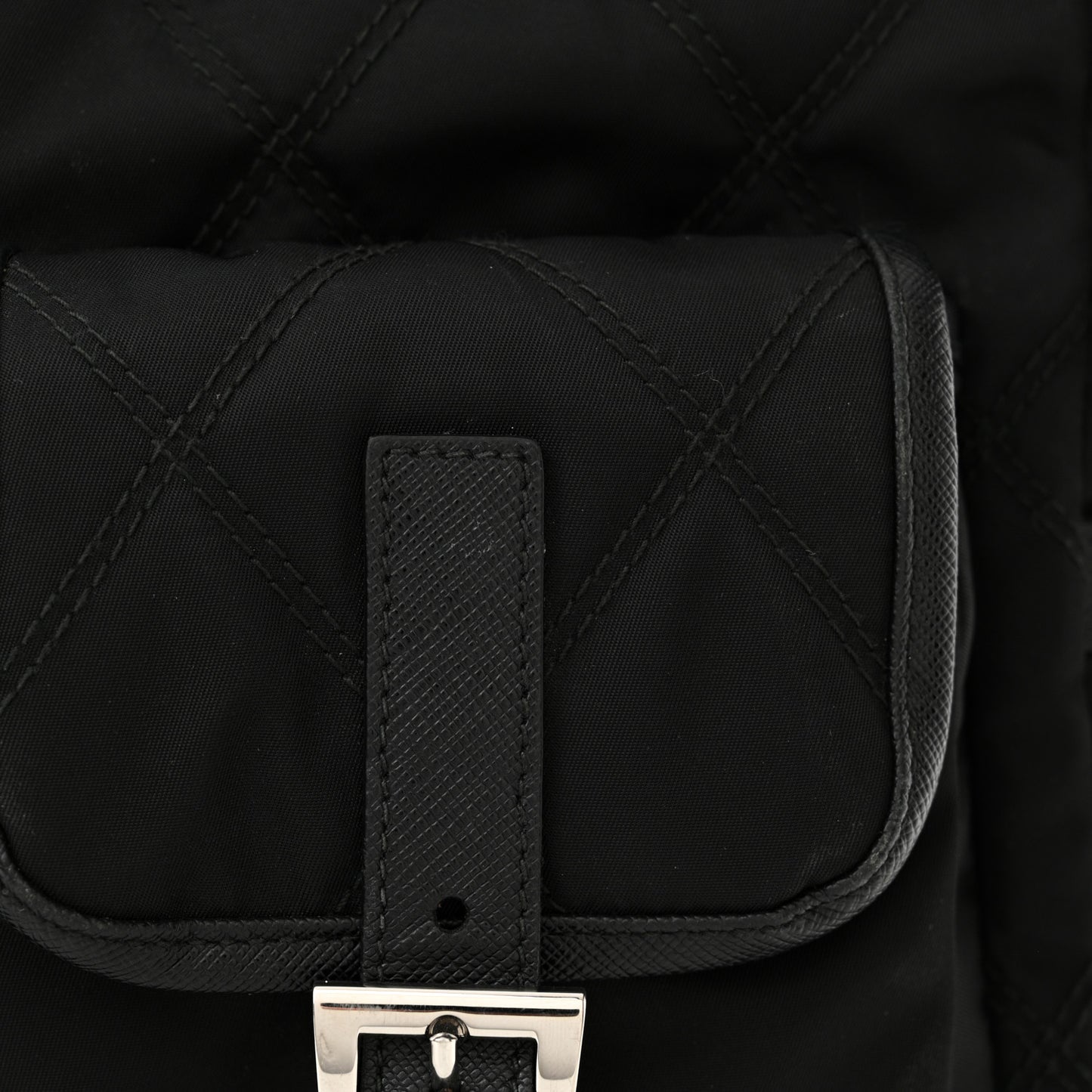 Tessuto Nylon Saffiano Vela Quilted Backpack Black
