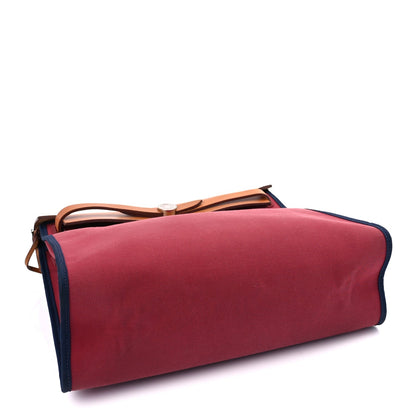 Hermes Toile Officier Vache Hunter Herbag Zip PM 31 Bordeaux Bleu Marine Fauve 4 of 7