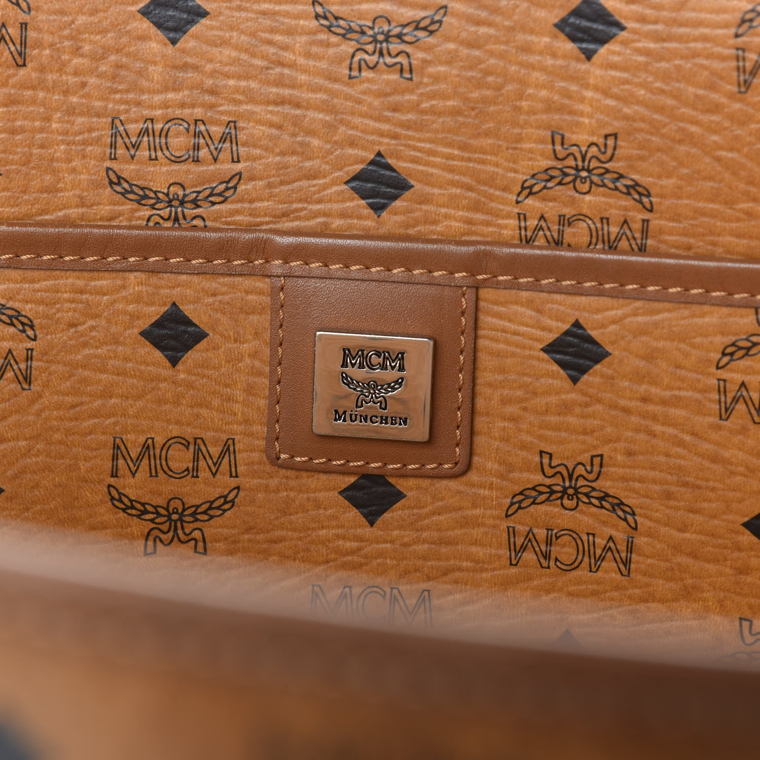 MCM Visetos Shopping Tote Cognac 8 of 10