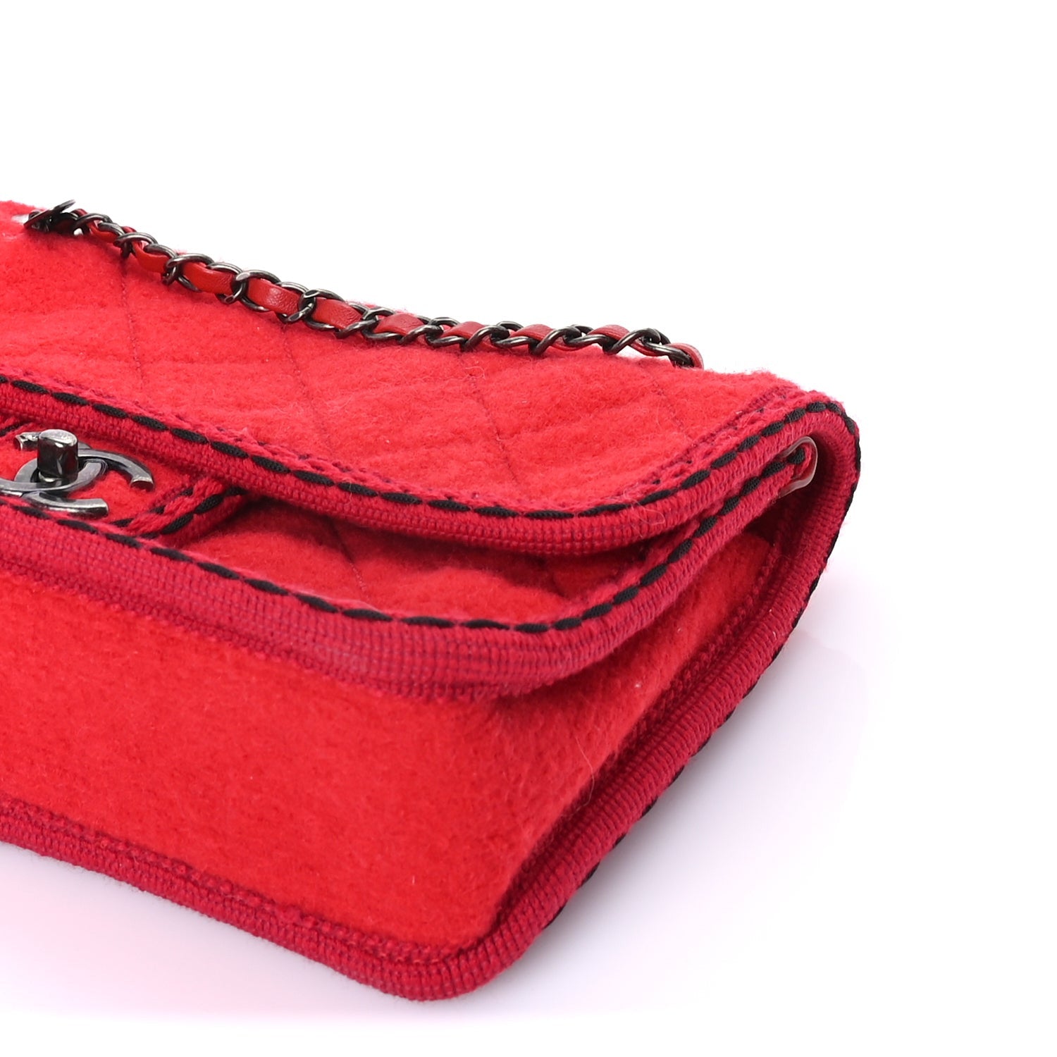 Chanel Wool Quilted Jumbo Edelweiss Single Flap Red 6 of 7