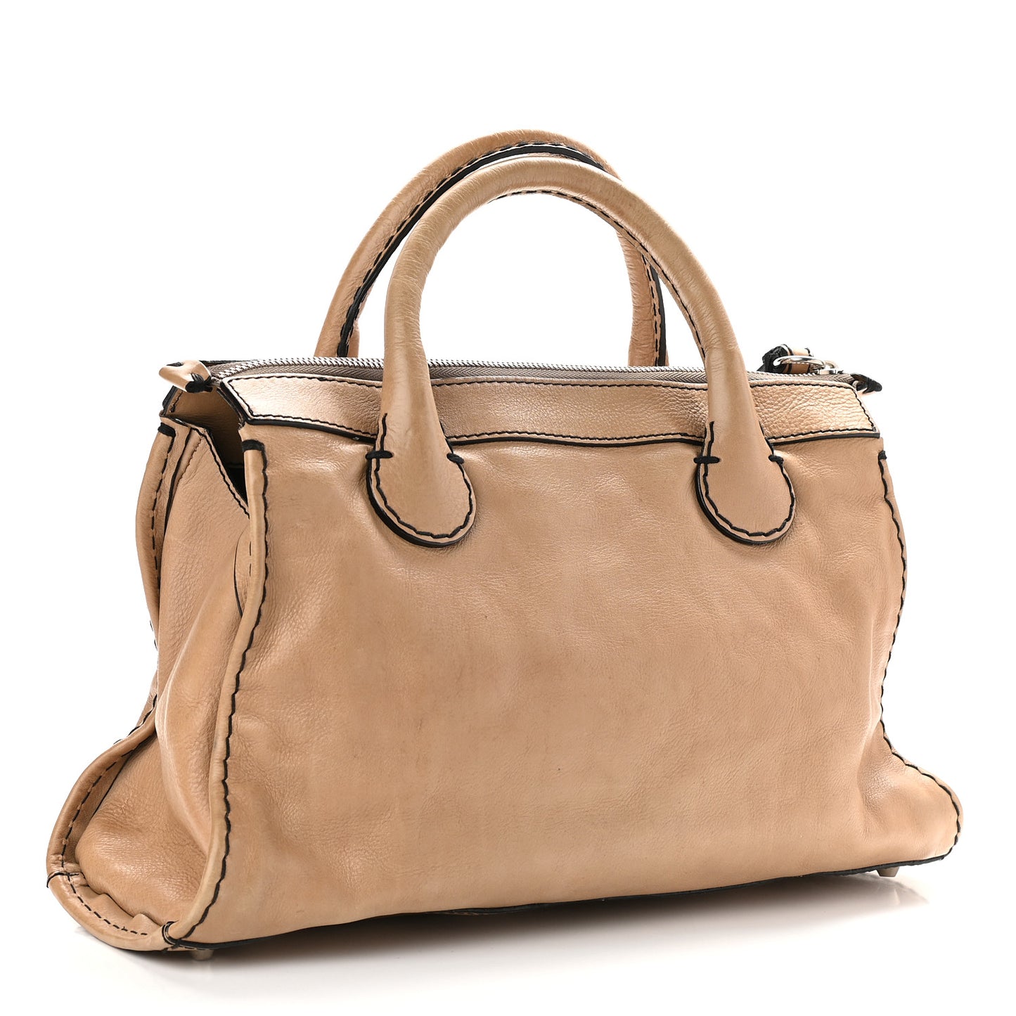 Calfskin Edith Satchel Beige
