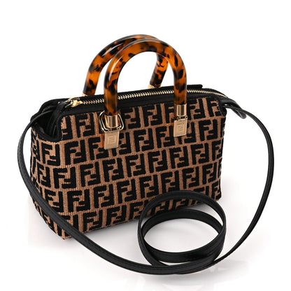 Fendi Raffia Chenille Vitello King Plexiglass Micro FF Mini By The Way Top Handle Boston Bag Naturale Black 2 of 8