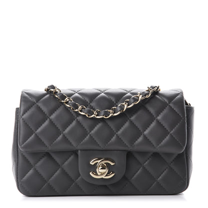 Chanel Lambskin Quilted Mini Rectangular Flap Grey 1 of 13