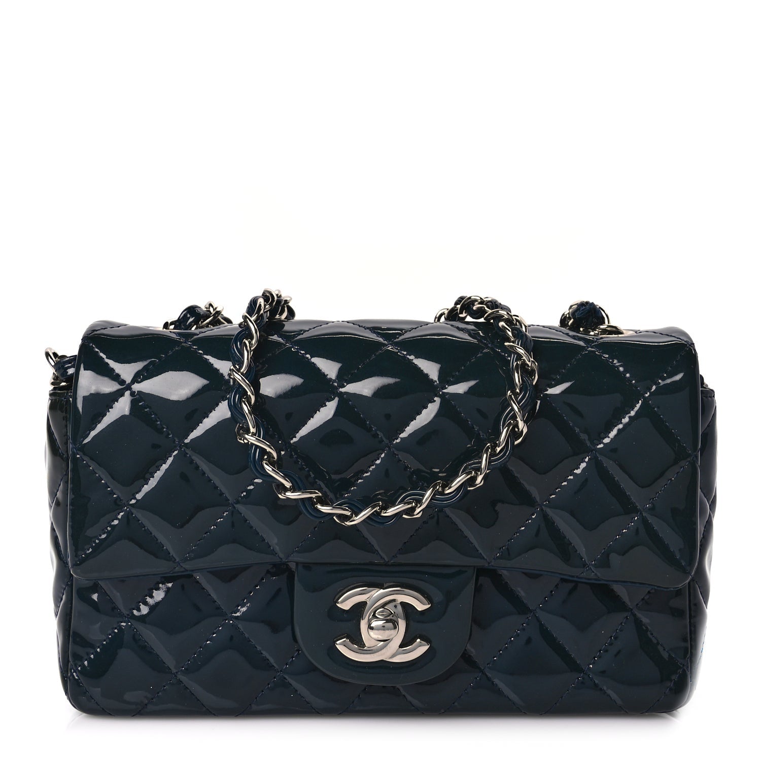 Chanel Patent Calfskin Quilted Mini Rectangular Flap Turquoise 1 of 9