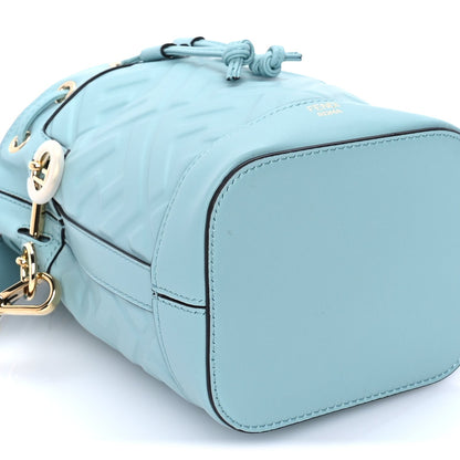 Fendi Vitello Liberty F is  FF 1974 Embossed Mini Mon Tresor Bucket Bag  Light Blue 7 of 7