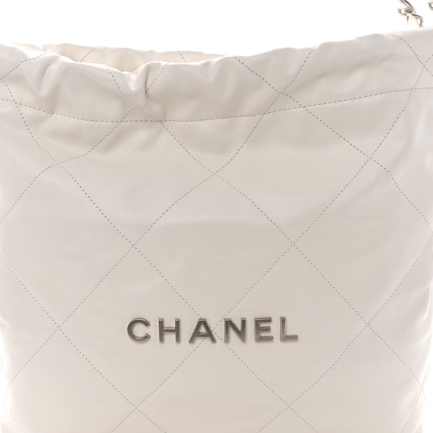 Shiny Calfskin Quilted Small Chanel 22 White