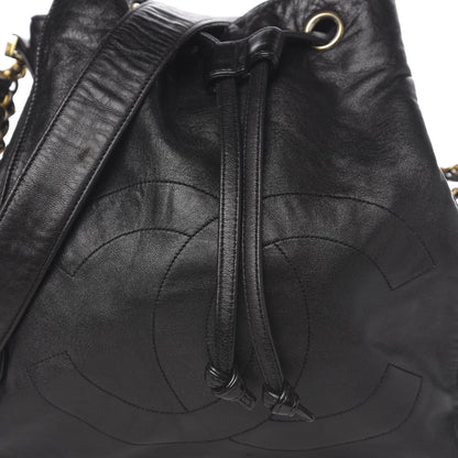 Chanel Lambskin CC Stitched Drawstring Bucket Bag Black 13 of 13