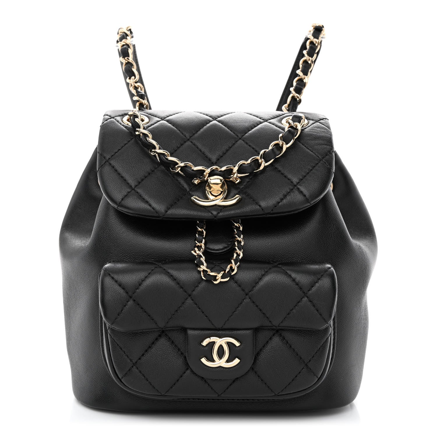Chanel Lambskin Quilted Small Duma Drawstring Backpack Black 1 of 11