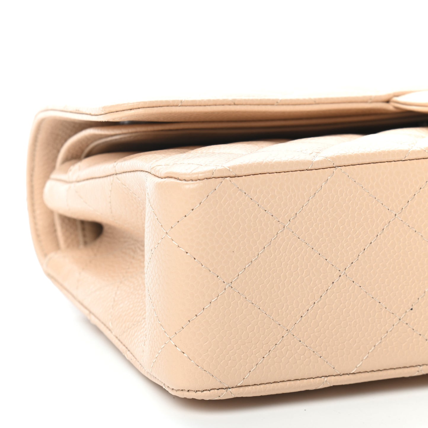 Caviar Quilted Medium Double Flap Beige Clair