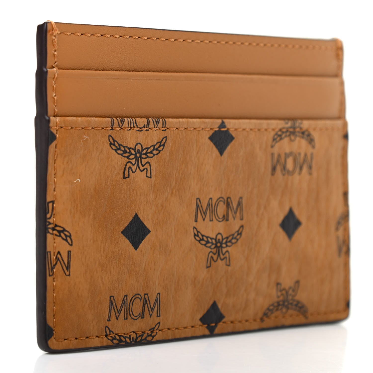MCM Calfskin Visetos Mini Card Case Cognac 3 of 6