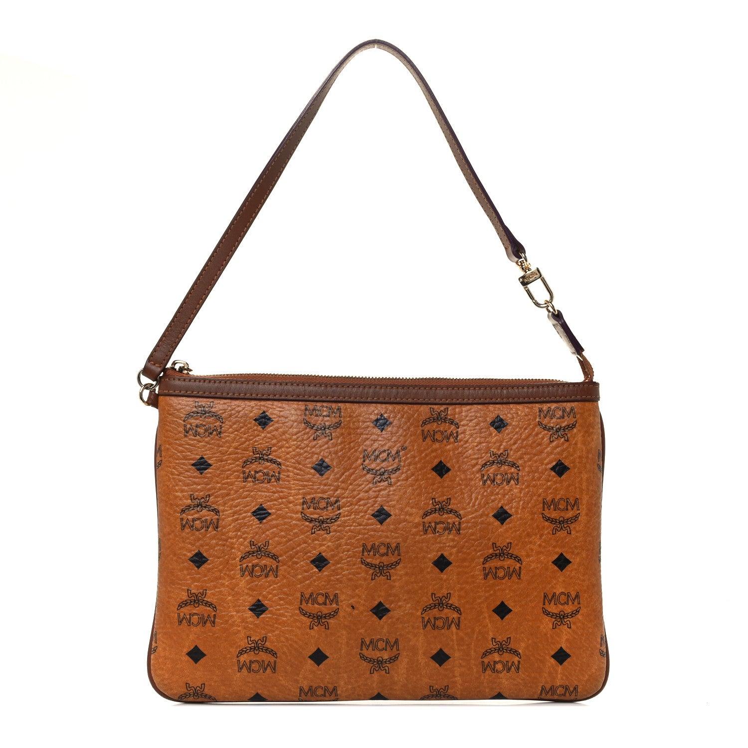 MCM Visetos Liz Shopper Tote Pouch Cognac 1 of 13