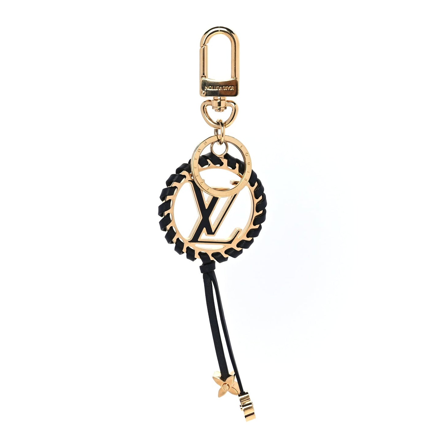 Metal Lambskin Enamel Very Bag Charm Key Holder Black