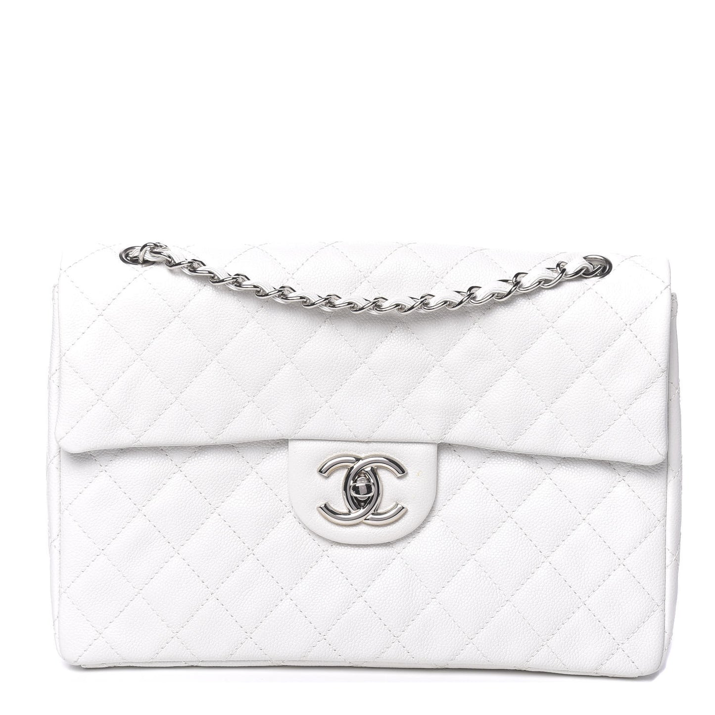 Caviar Quilted Maxi Single Flap White