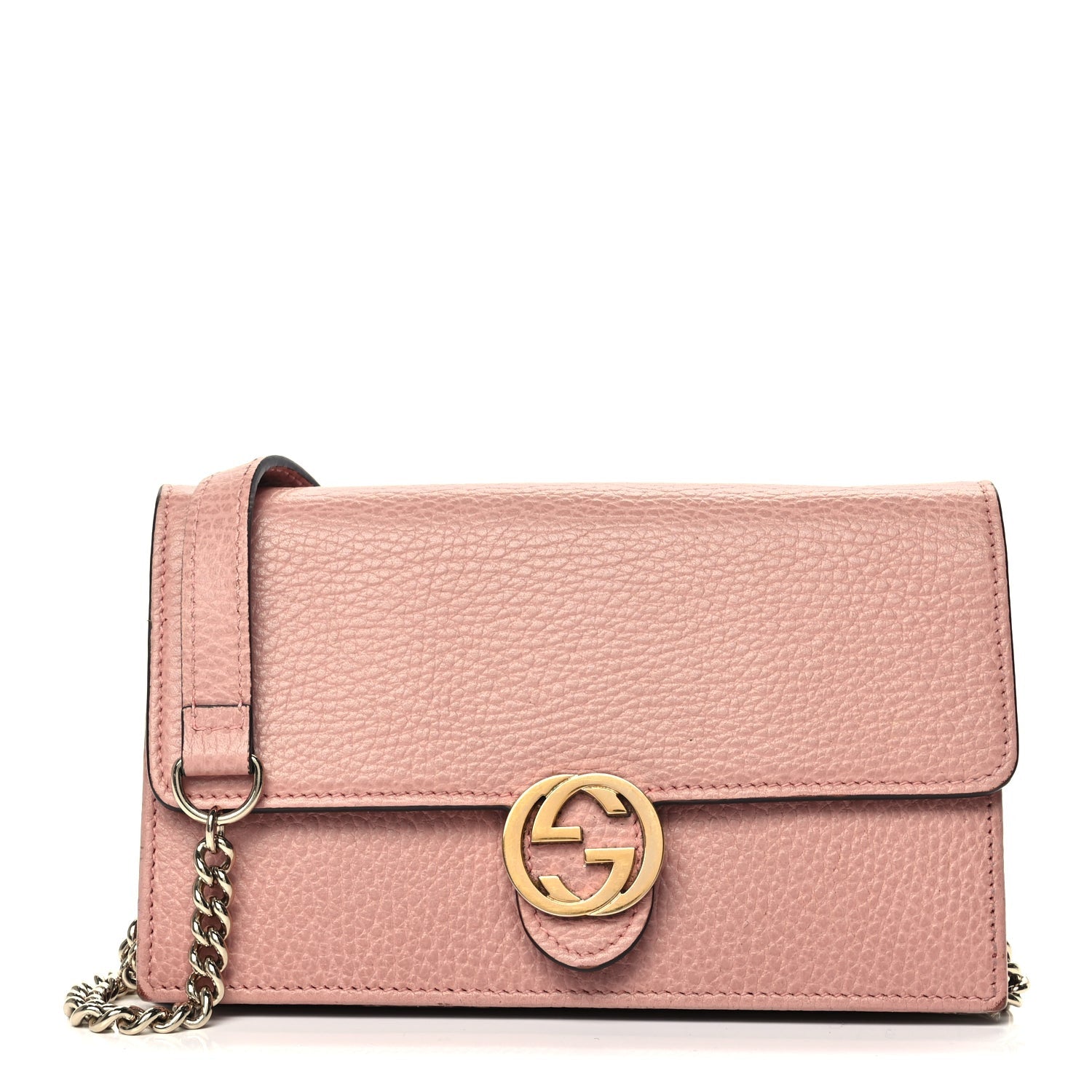 Gucci Dollar Calfskin Interlocking G Chain Wallet Soft Pink 1 of 10