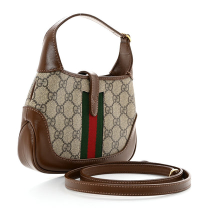 Gucci GG Supreme Monogram Azalea Calfskin Web Mini Jackie 1961 Hobo Beige Ebony Brown Sugar 3 of 7