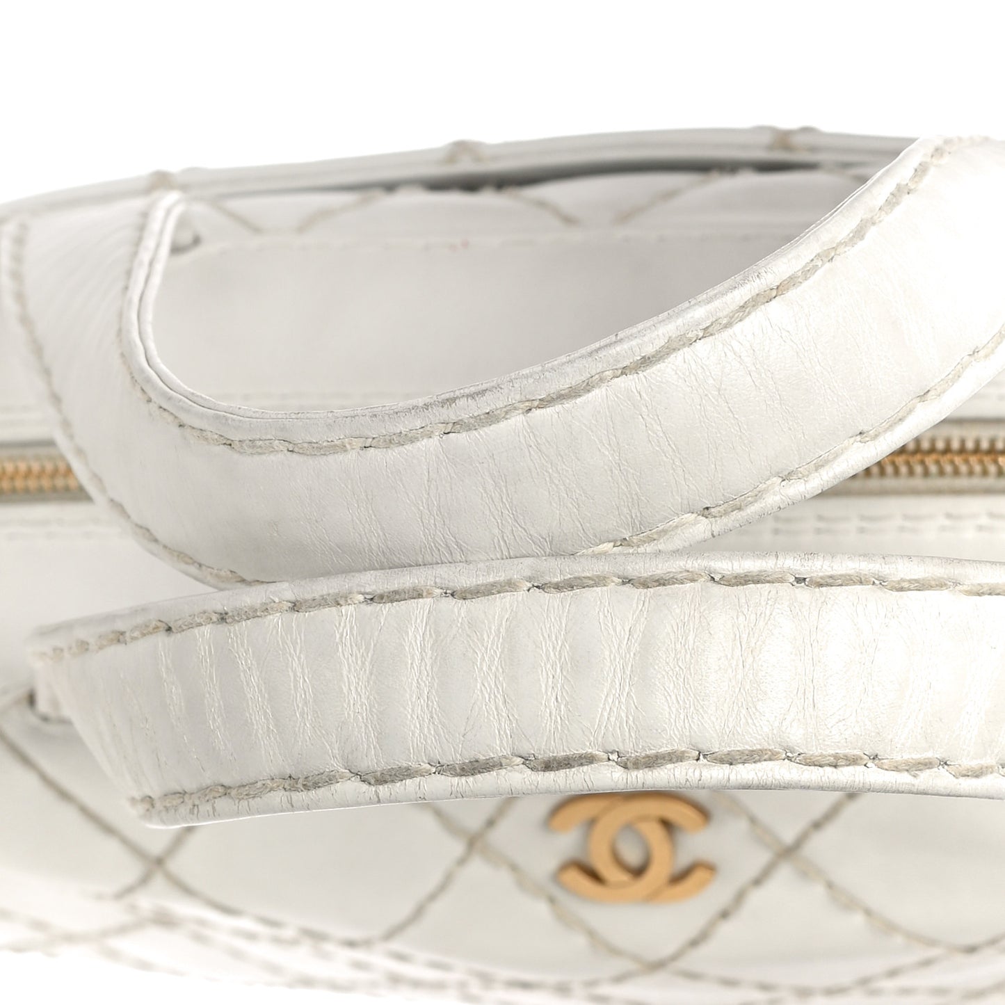 Calfskin Wild Stitch Top Handle Bag White