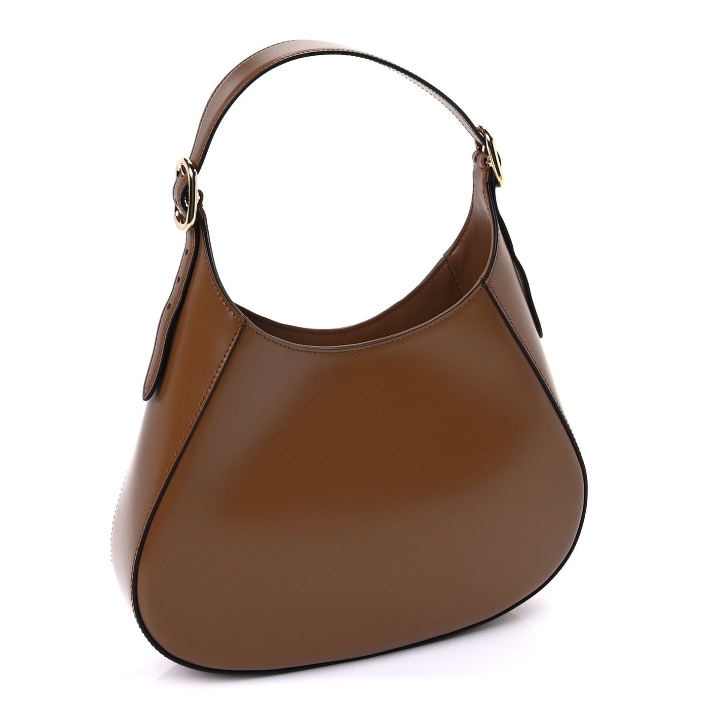Brushed Calfskin Cleo Adjustable Strap Shoulder Bag  Caramel