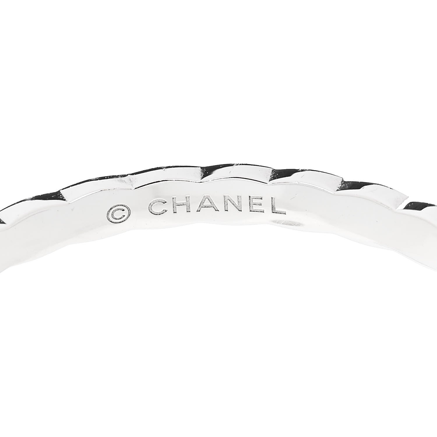 Chanel 18K White Gold Diamond Coco Crush Hoop Earrings 5 of 6