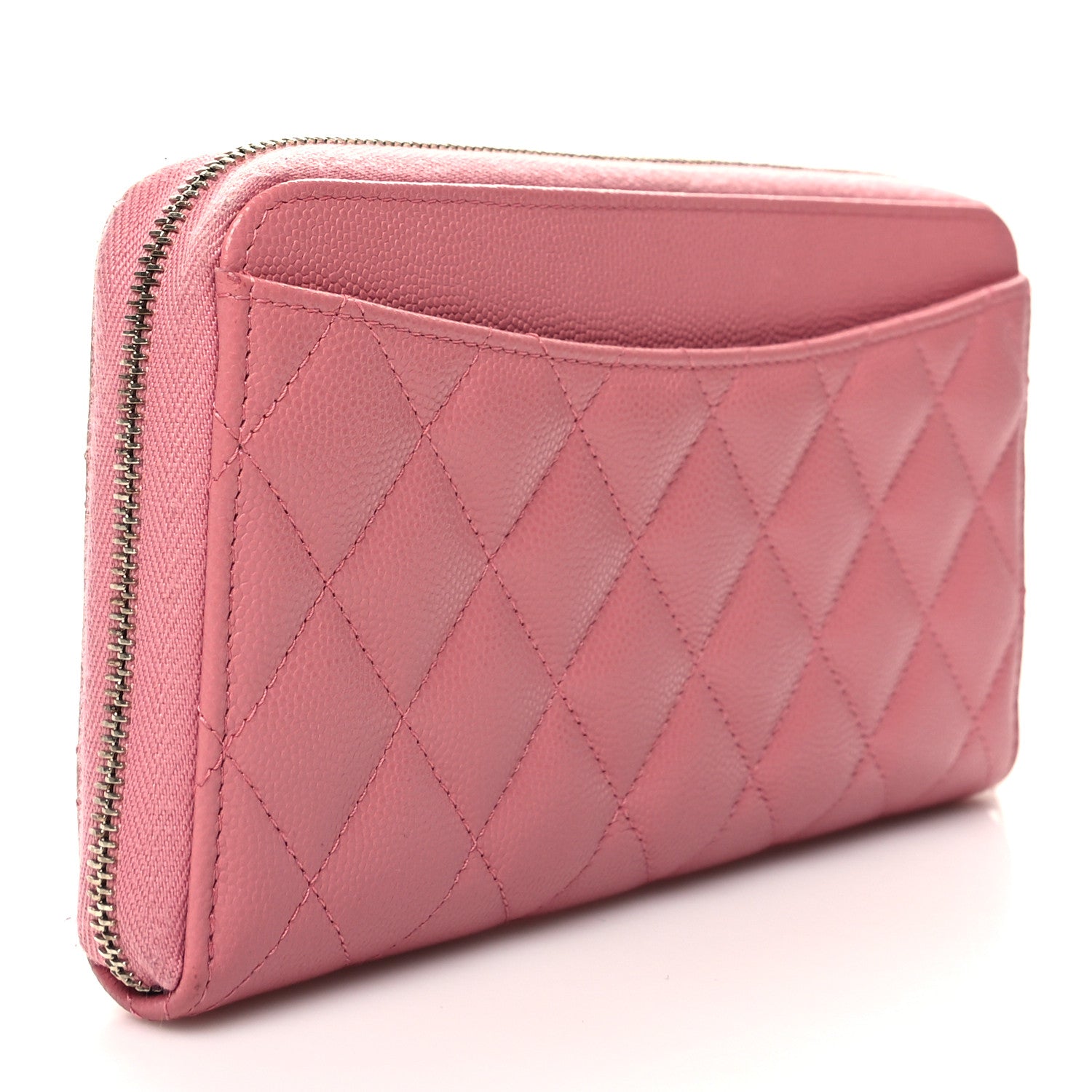 Chanel Caviar Quilted Zip Around Wallet Pink 3 of 13