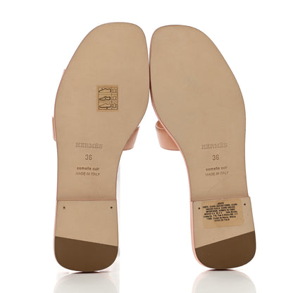 Hermes Calfskin Oran Sandals 36 Granit Rose 5 of 9