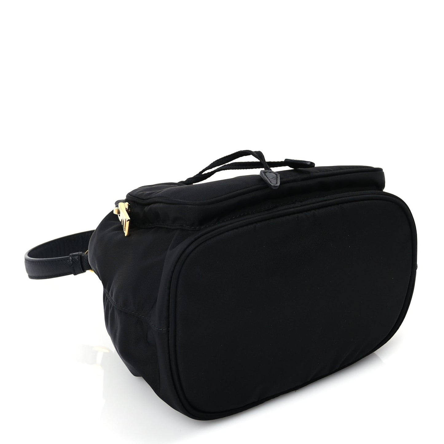 Nylon Vela Saffiano Mini Bucket Crossbody Bag  Black