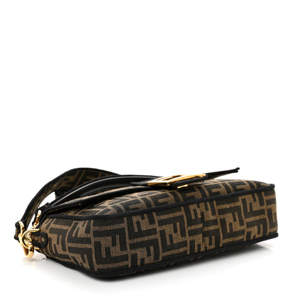 Fendi Fabric Jacquard FF 1974 Medium Baguette Tobacco Moro Black 4 of 10