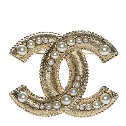 Chanel Pearl Large CC Brooch Gold 1 of 5