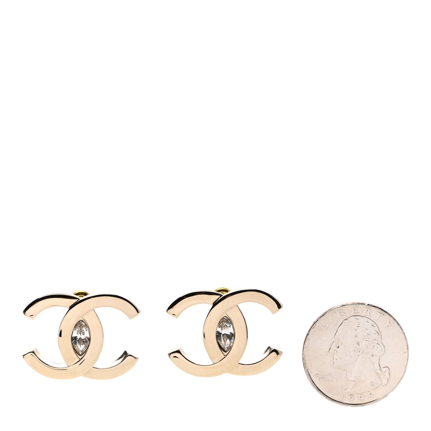 Crystal CC Large Stud Earrings Gold