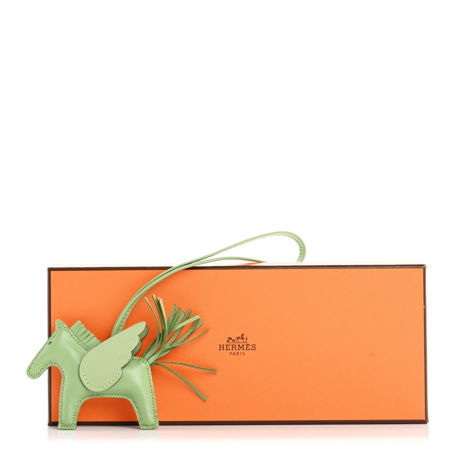 Hermes Milo Lambskin Grigri Rodeo Pegase Horse Bag Charm PM Vert Criquet 5 of 5