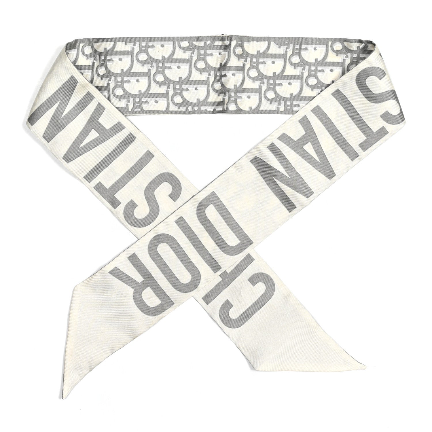 Christian Dior Silk Oblique Mitzah Scarf Grey 1 of 7