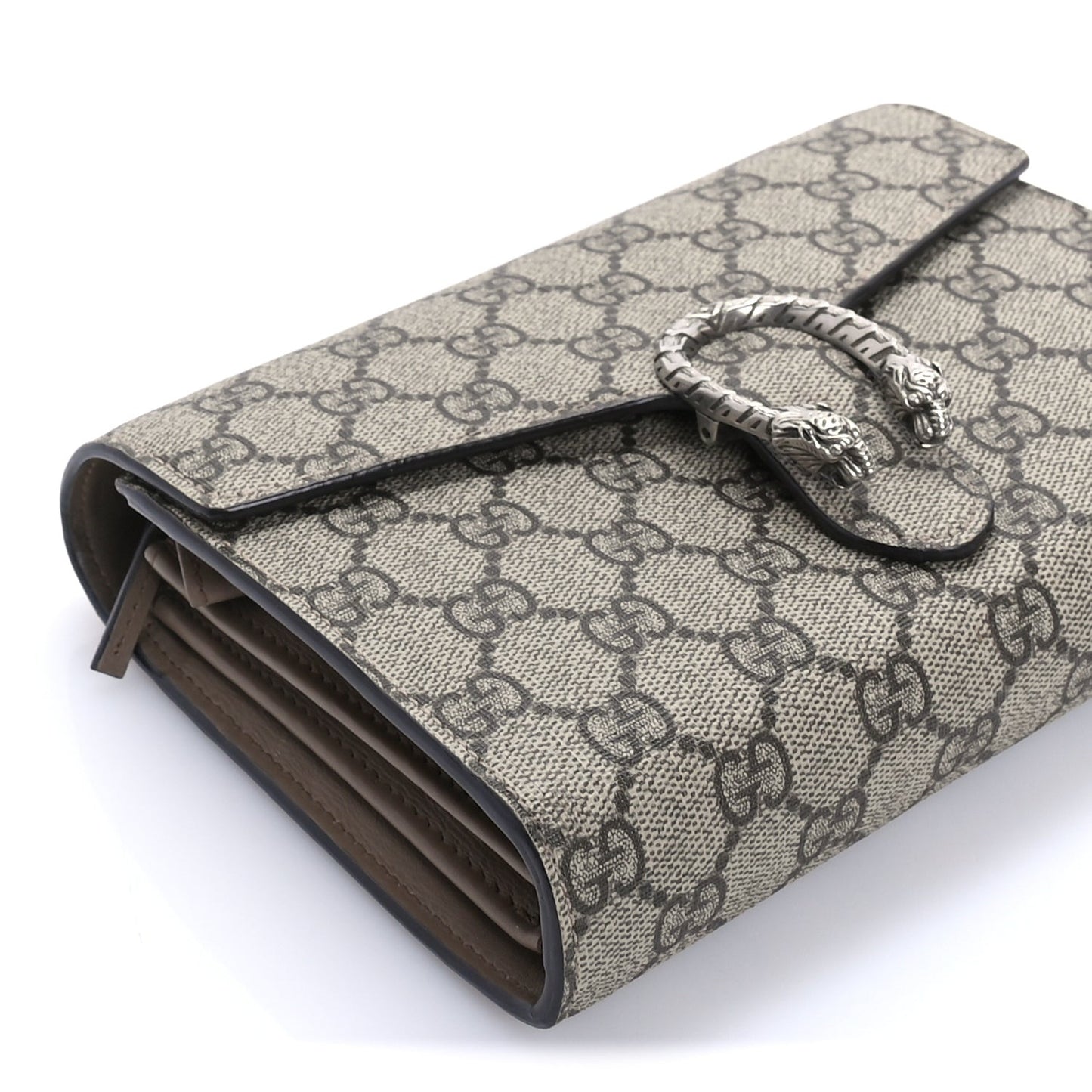 GG Supreme Monogram Mini Dionysus Chain Wallet  Beige Taupe