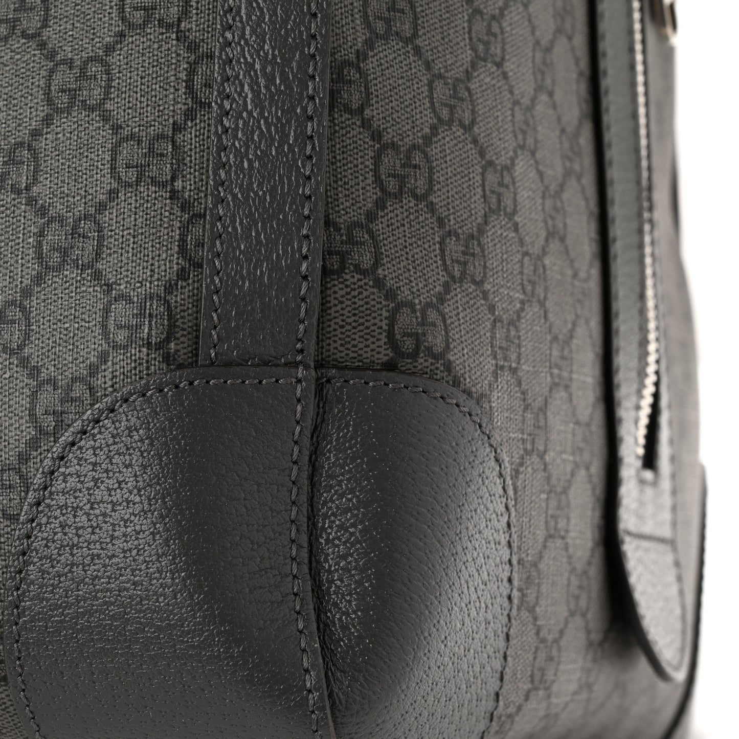 GG Supreme Monogram Textured Dollar Calfskin Large Savoy Duffle Bag Grey Black Graphite Grey