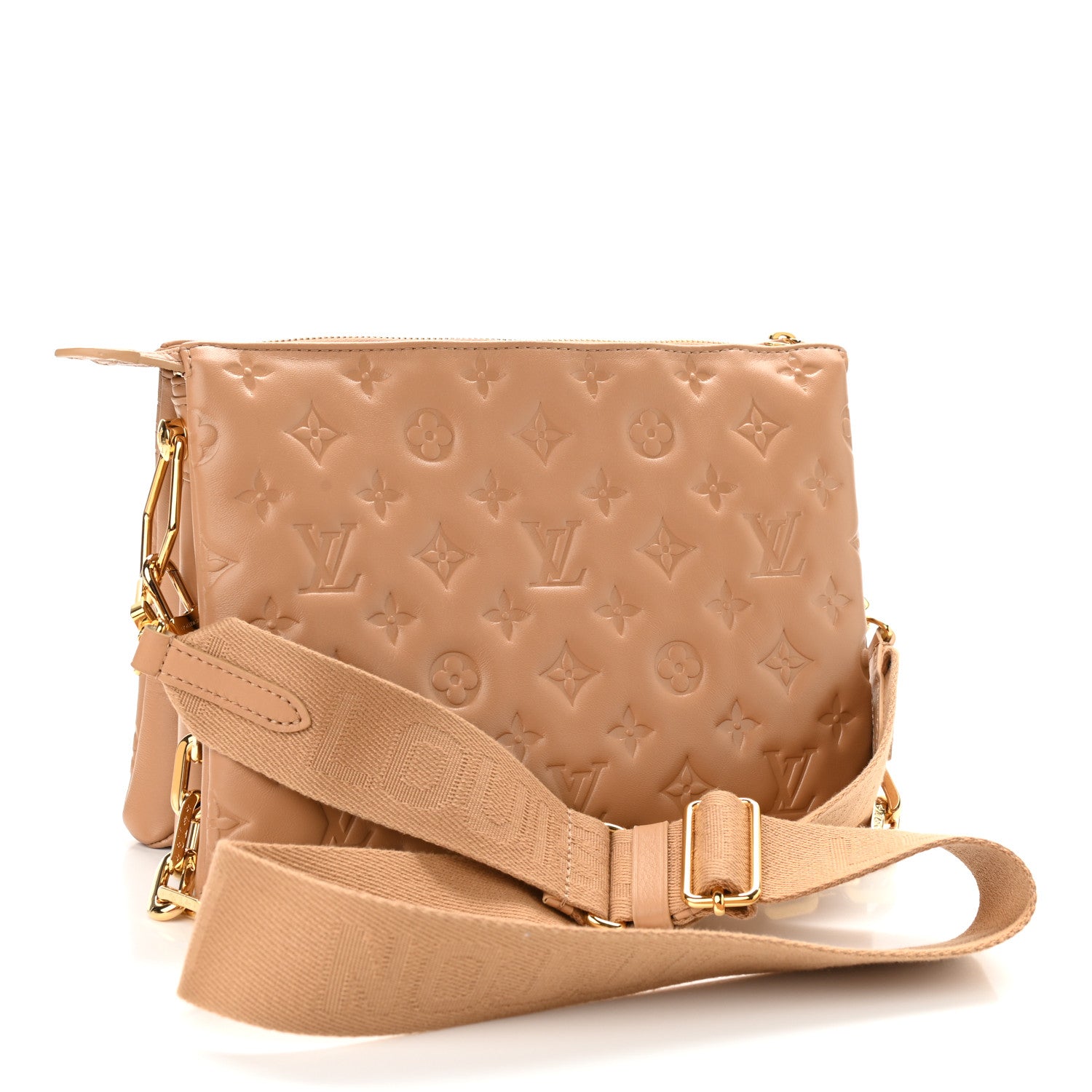 Louis Vuitton Lambskin Embossed Monogram Coussin PM Camel 3 of 10