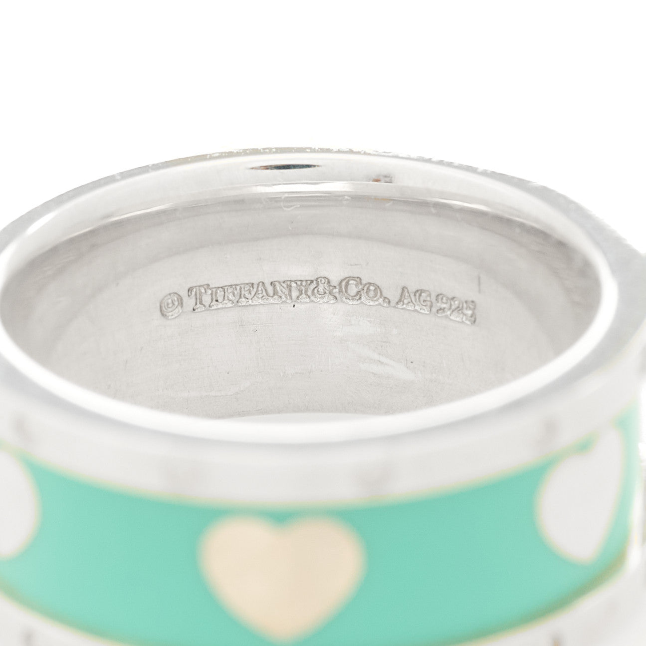 Sterling Silver Enamel Heart Band Ring 48 4.5