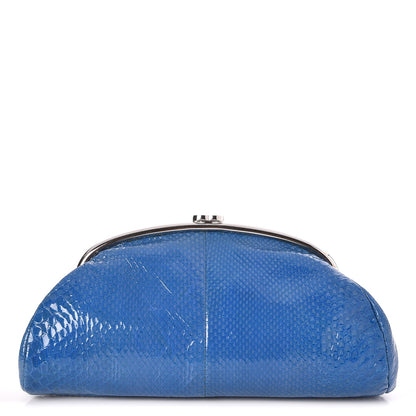 Chanel Glazed Python Timeless Clutch Blue 1 of 7