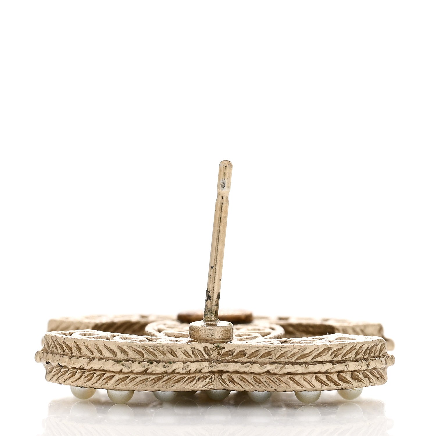 Chanel Pearl CC Earrings Light Gold 5 of 6