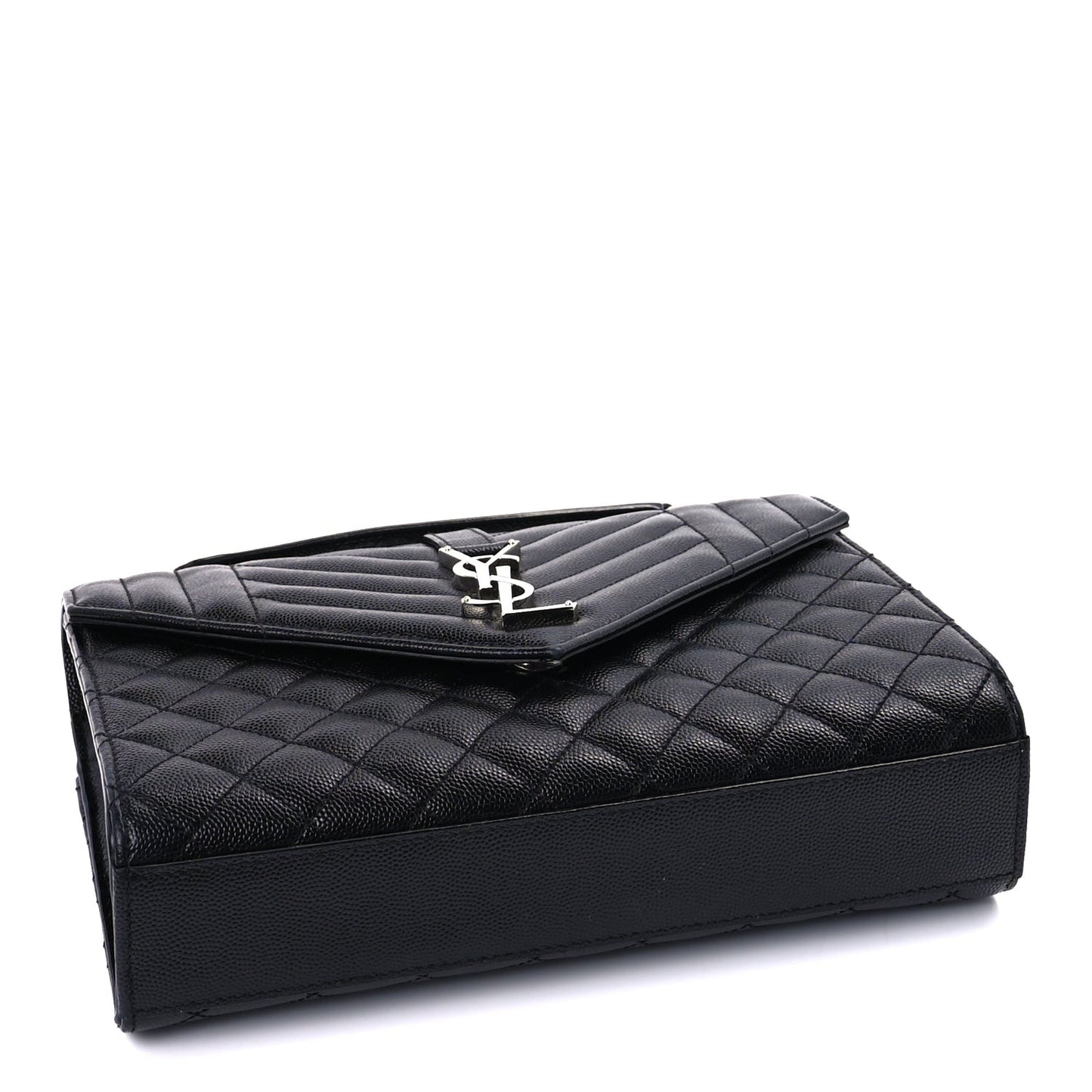 Grain De Poudre Textured Mixed Matelasse Triquilt Medium Monogram Satchel Black
