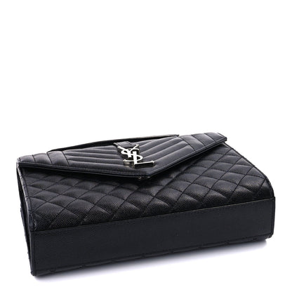 Saint Laurent Grain De Poudre Textured Mixed Matelasse Triquilt Medium Monogram Satchel Black 3 of 7