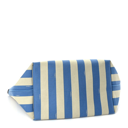 Fendi Pequin Stripe FF Large Roll Tote  Cerulean Blue Sand Beige 4 of 9