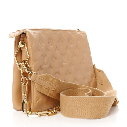 Louis Vuitton Lambskin Embossed Monogram Coussin PM Camel 3 of 11